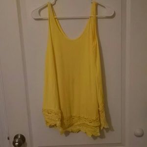 Yellow tank top with yellow lace